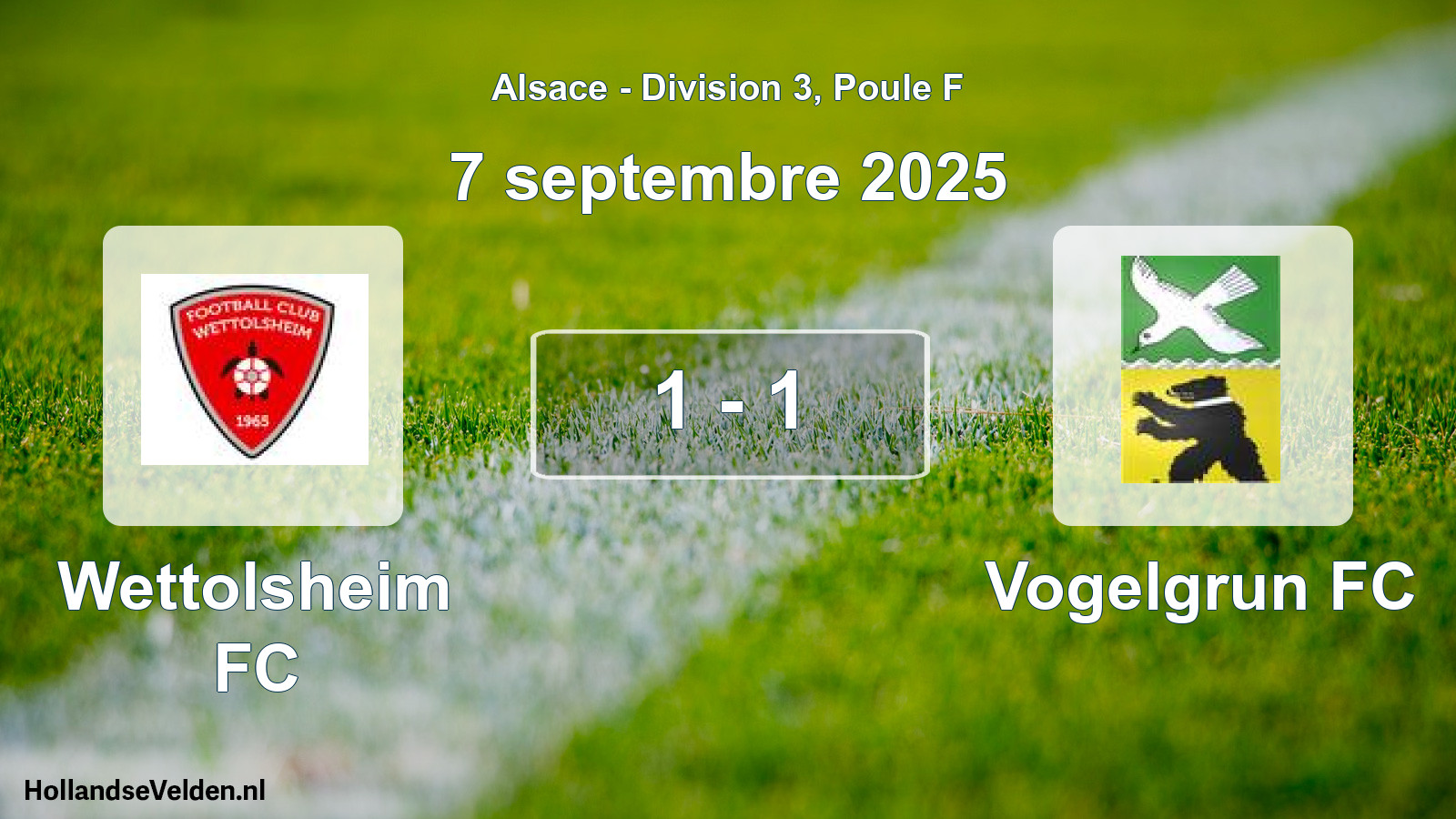 Match joué: Wettolsheim FC - Vogelgrun FC 1 - 1 (7 septembre 2025)