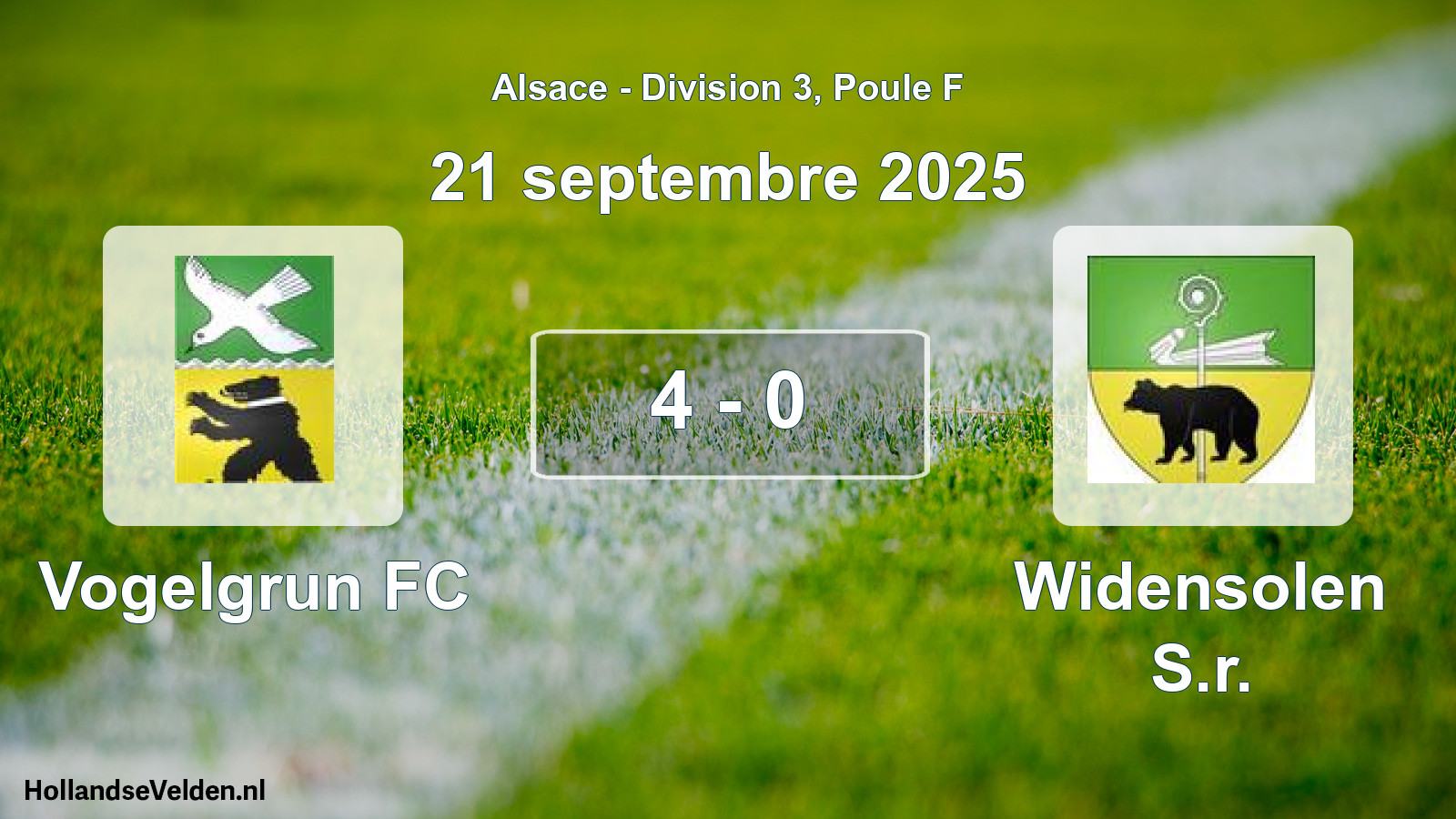 Match joué: Vogelgrun FC - Widensolen S.r. 4 - 0 (21 septembre 2025)
