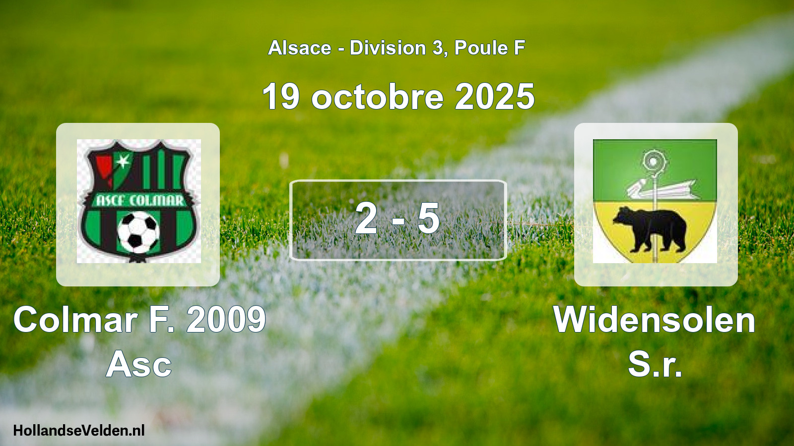 Match joué: Colmar F. 2009 Asc - Widensolen S.r. 2 - 5 (19 octobre 2025)