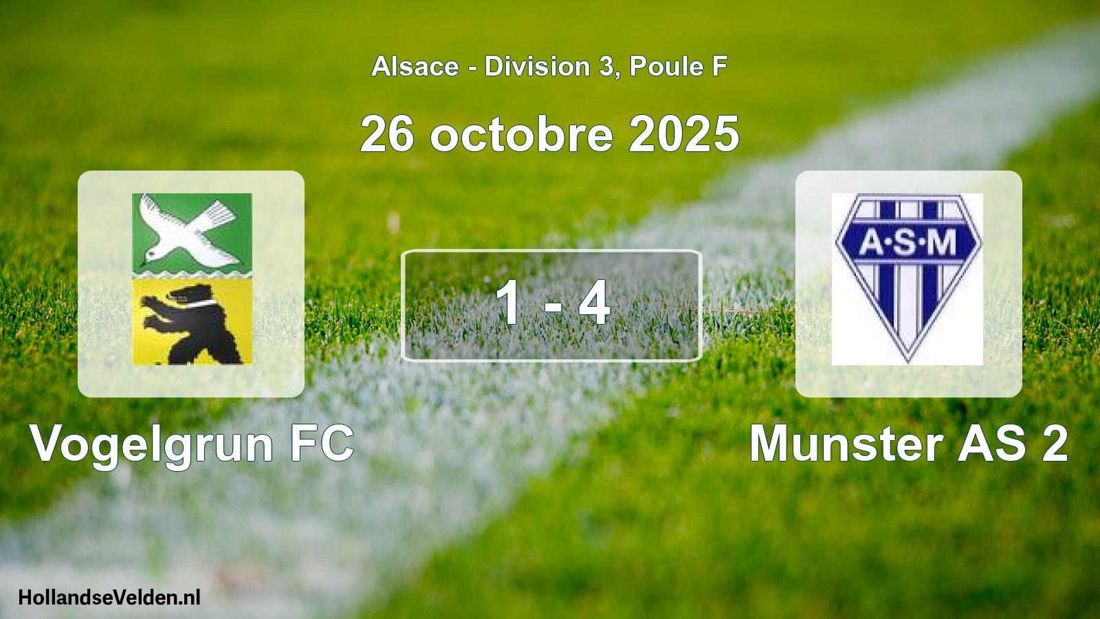 Gespeelde wedstrijd: Vogelgrun FC - Munster AS 2 1 - 4 (26 oktober 2025)