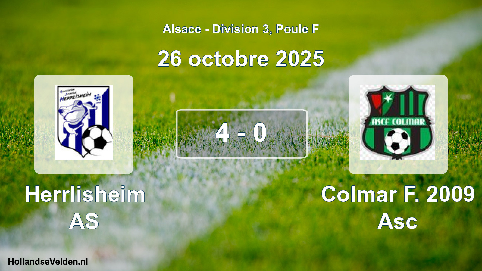 Match joué: Herrlisheim AS - Colmar F. 2009 Asc 4 - 0 (26 octobre 2025)