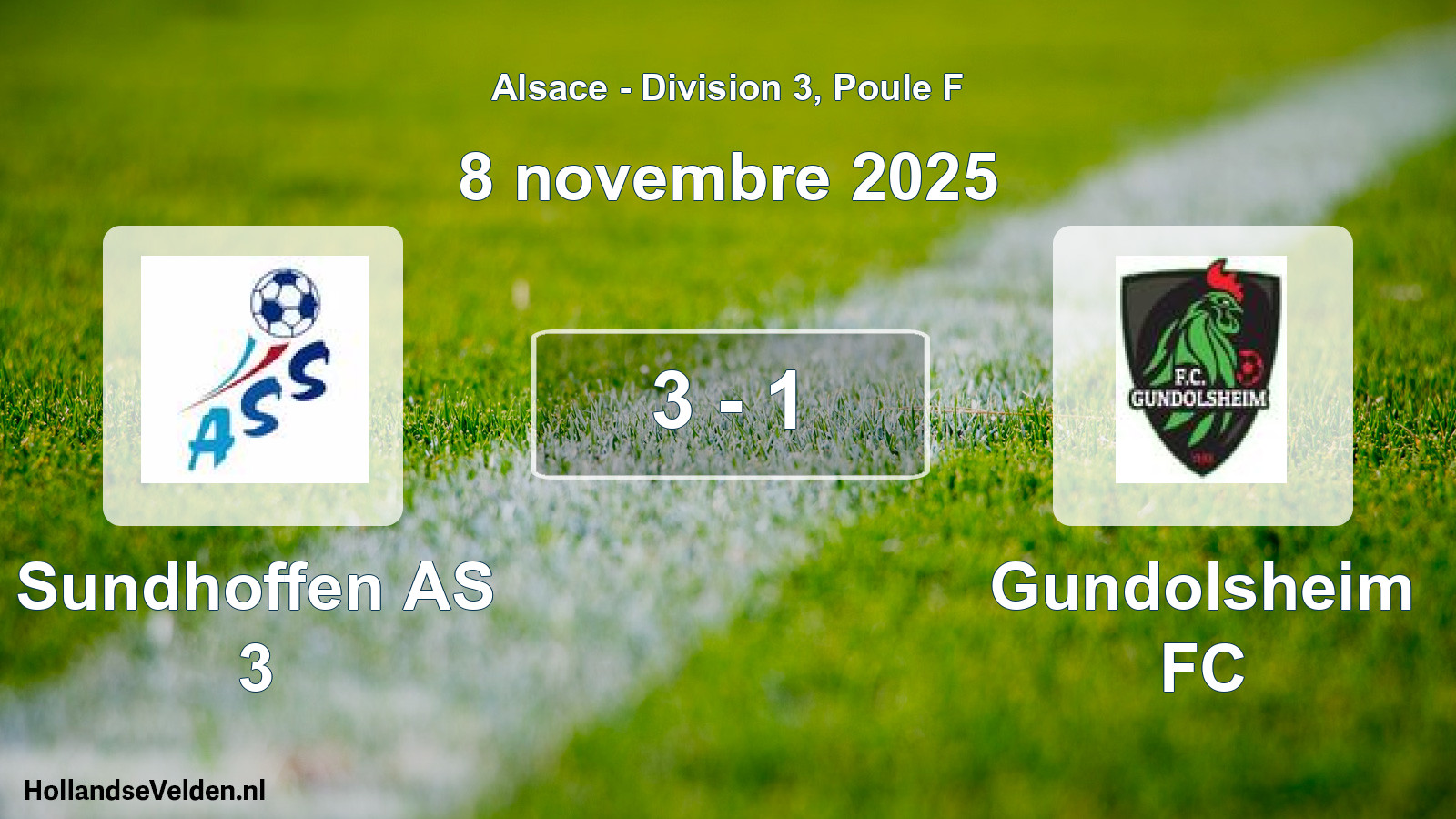 Total number of matches played: Sundhoffen AS 3 - Gundolsheim FC 3 - 1 (8 November 2025)