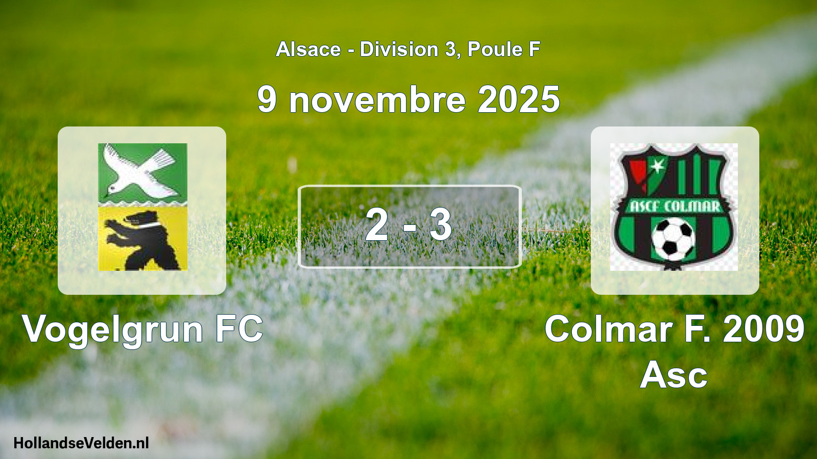 Match joué: Vogelgrun FC - Colmar F. 2009 Asc 2 - 3 (9 novembre 2025)