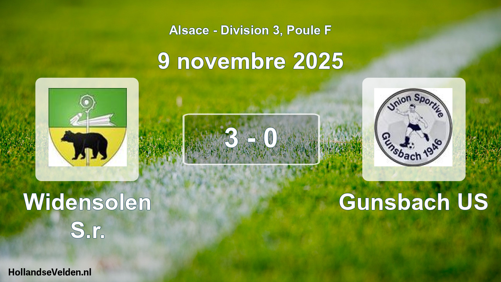 Match joué: Widensolen S.r. - Gunsbach US 3 - 0 (9 novembre 2025)