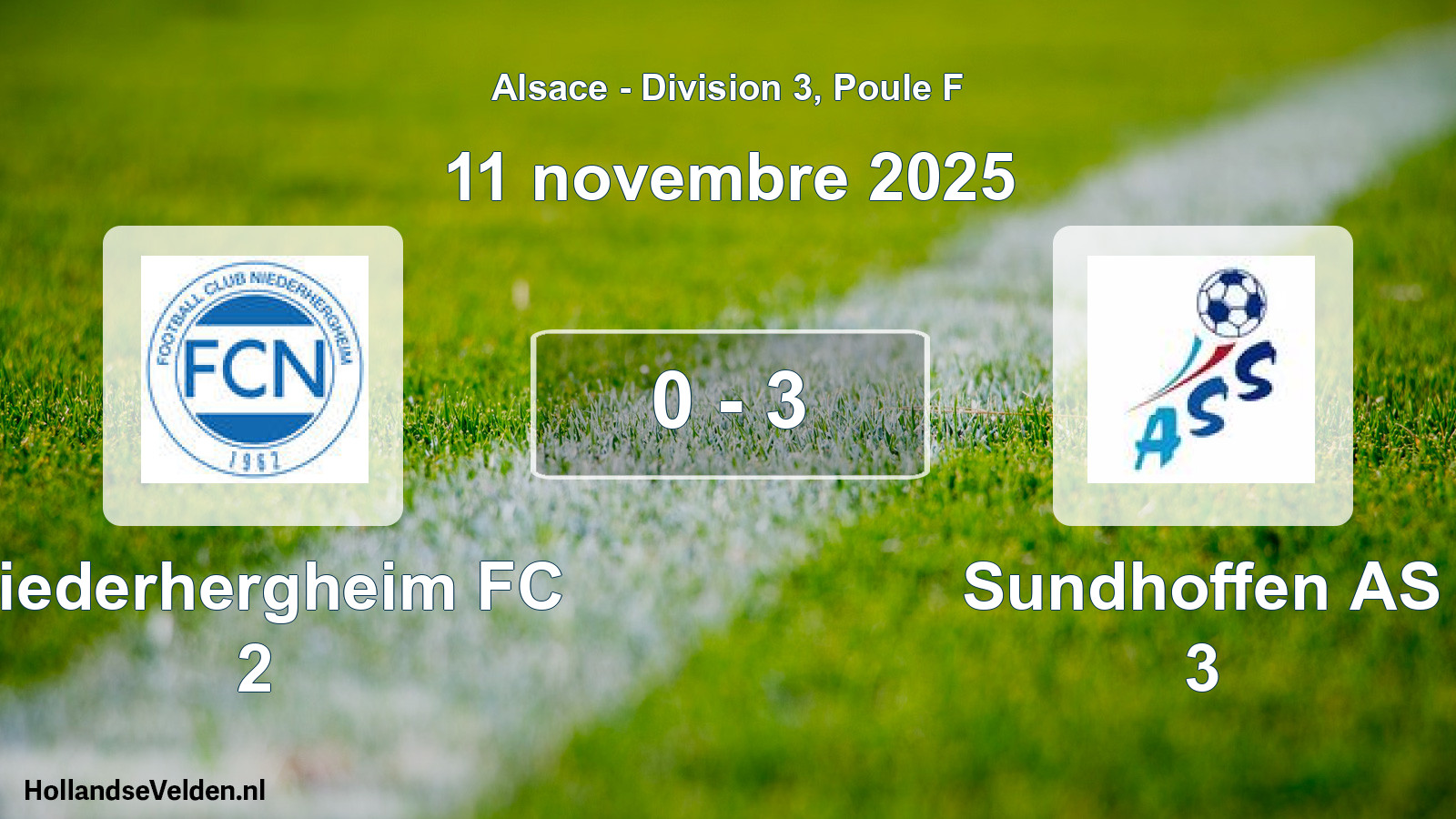 Match joué: Niederhergheim FC 2 - Sundhoffen AS 3 0 - 3 (11 novembre 2025)