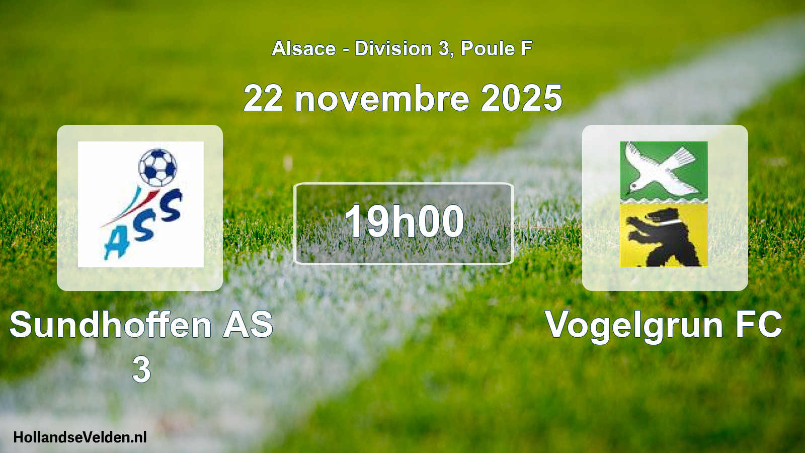 Match programmé: Sundhoffen AS 3 - Vogelgrun FC (22 novembre 2025)