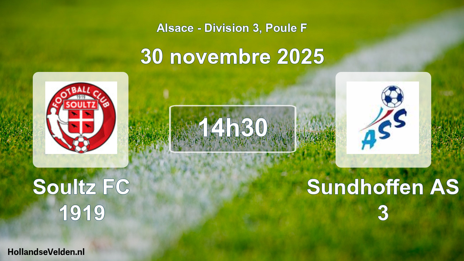 Match programmé: Soultz FC 1919 - Sundhoffen AS 3 (30 novembre 2025)