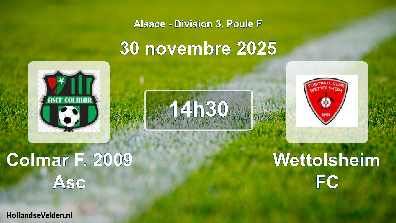 Match programmé: Colmar F. 2009 Asc - Wettolsheim FC (30 novembre 2025)