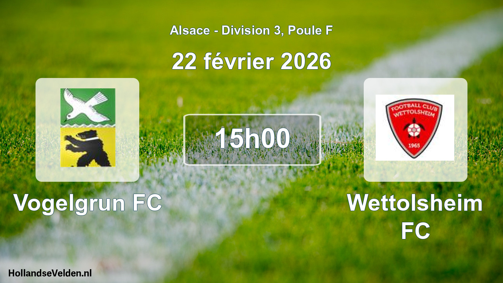 Match programmé: Vogelgrun FC - Wettolsheim FC (22 février 2026)