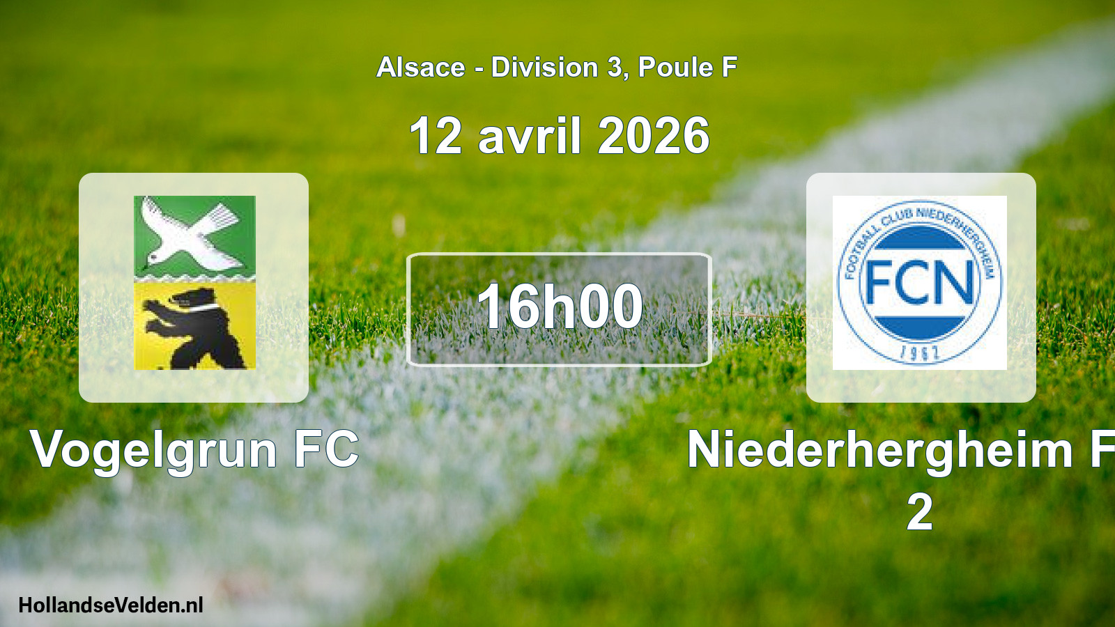 Match programmé: Vogelgrun FC - Niederhergheim FC 2 (12 avril 2026)