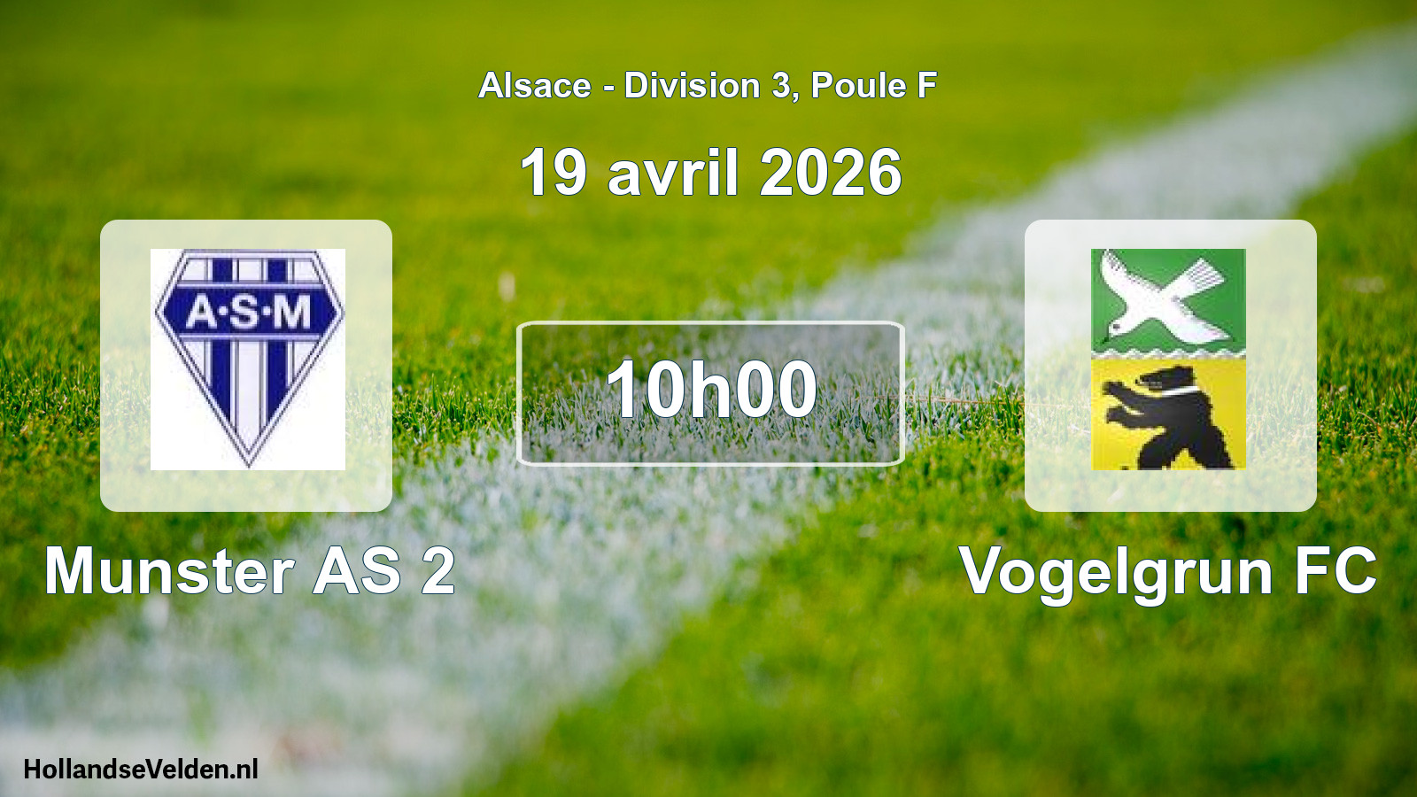 Match programmé: Munster AS 2 - Vogelgrun FC (19 avril 2026)