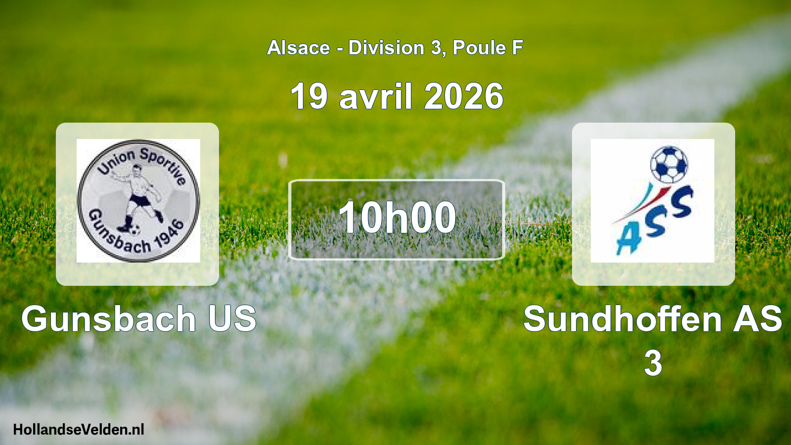 Match programmé: Gunsbach US - Sundhoffen AS 3 (19 avril 2026)