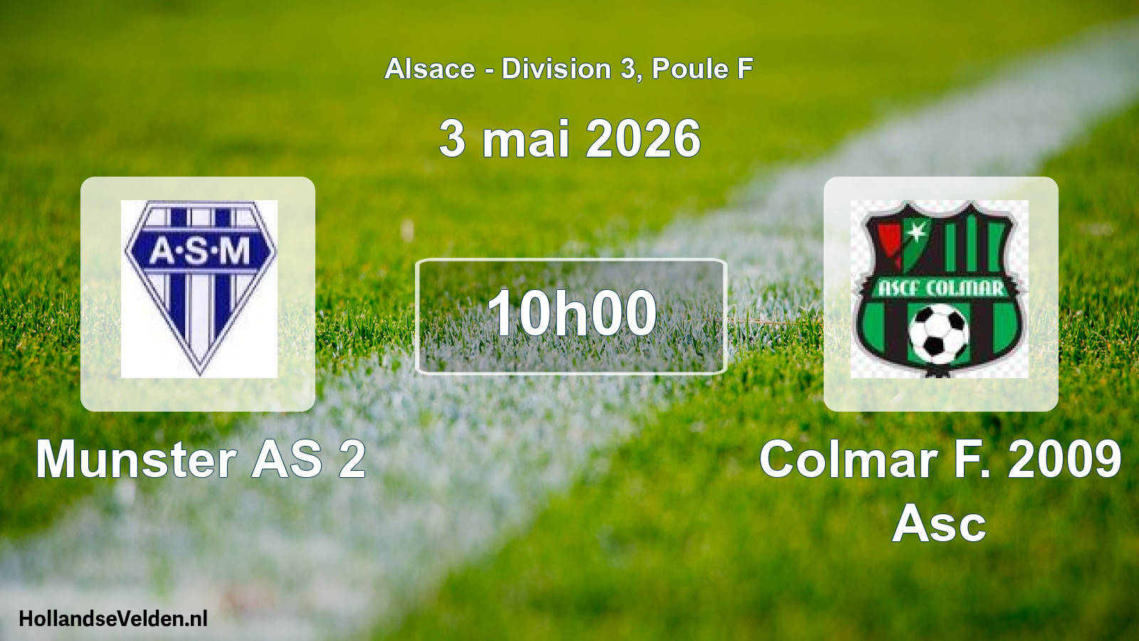 Match programmé: Munster AS 2 - Colmar F. 2009 Asc (3 mai 2026)