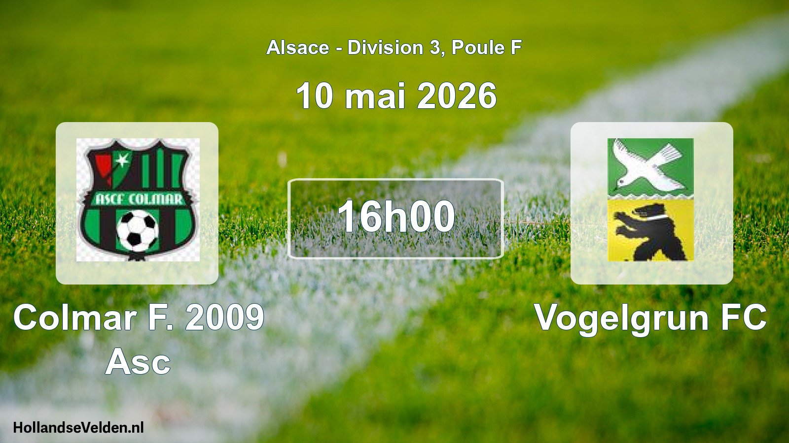 Match programmé: Colmar F. 2009 Asc - Vogelgrun FC (10 mai 2026)