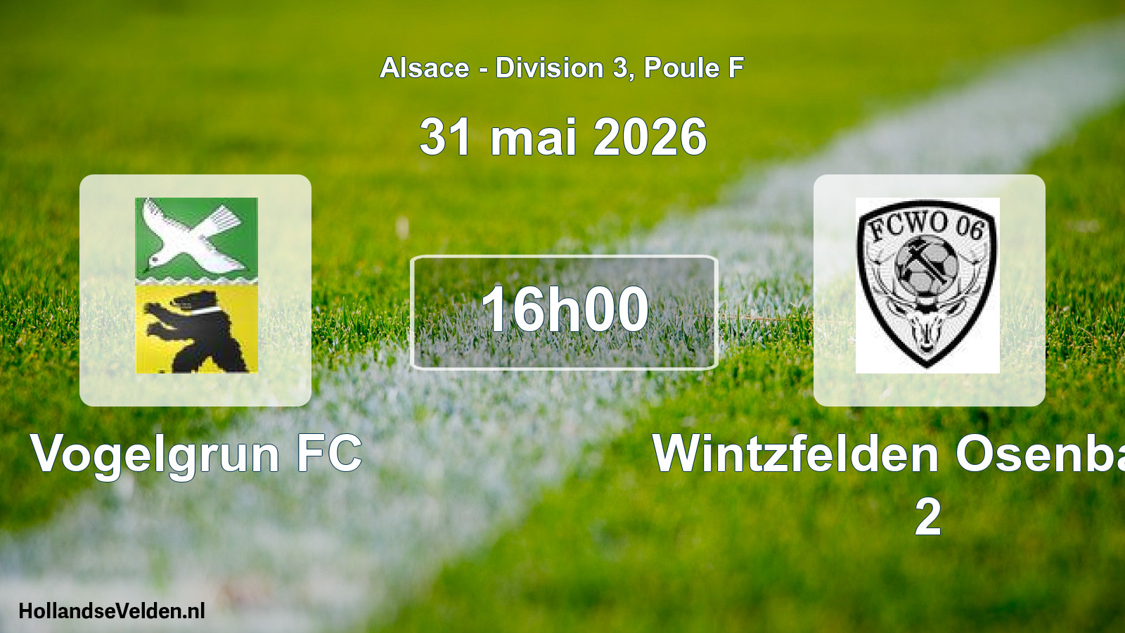 Match programmé: Vogelgrun FC - Wintzfelden Osenbach 2 (31 mai 2026)