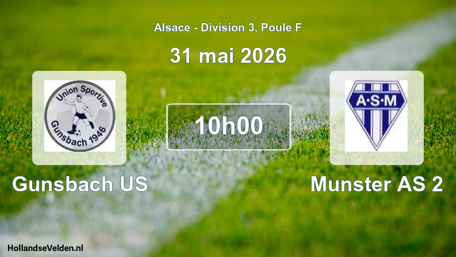 Match programmé: Gunsbach US - Munster AS 2 (31 mai 2026)