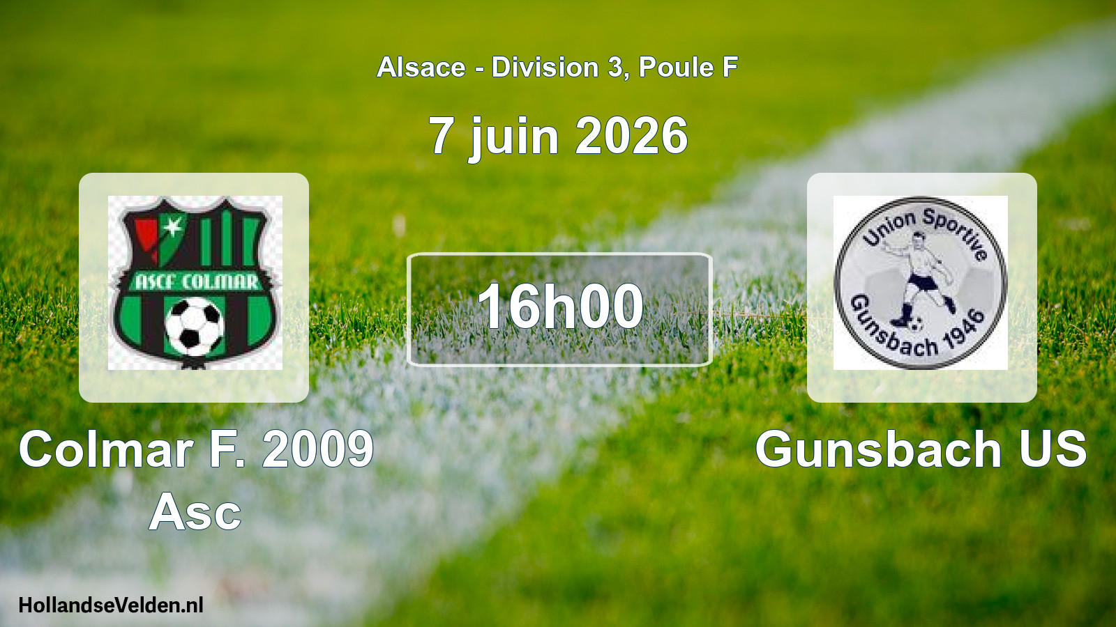 Match programmé: Colmar F. 2009 Asc - Gunsbach US (7 juin 2026)