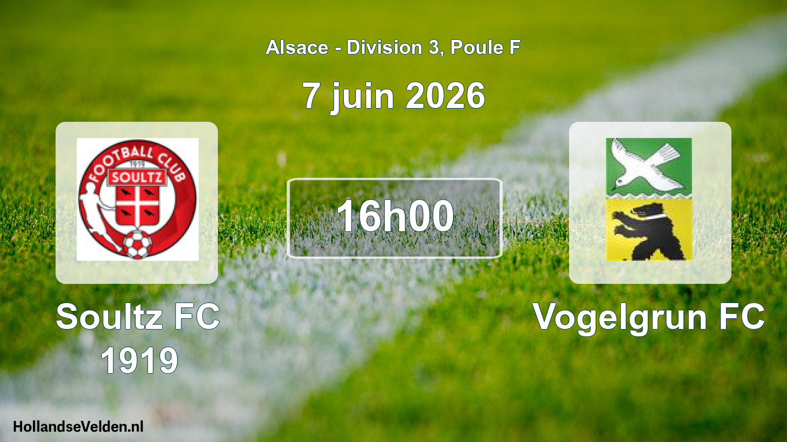 Match programmé: Soultz FC 1919 - Vogelgrun FC (7 juin 2026)