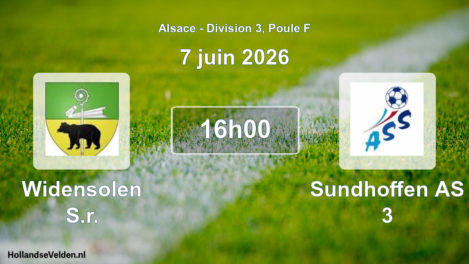 Match programmé: Widensolen S.r. - Sundhoffen AS 3 (7 juin 2026)