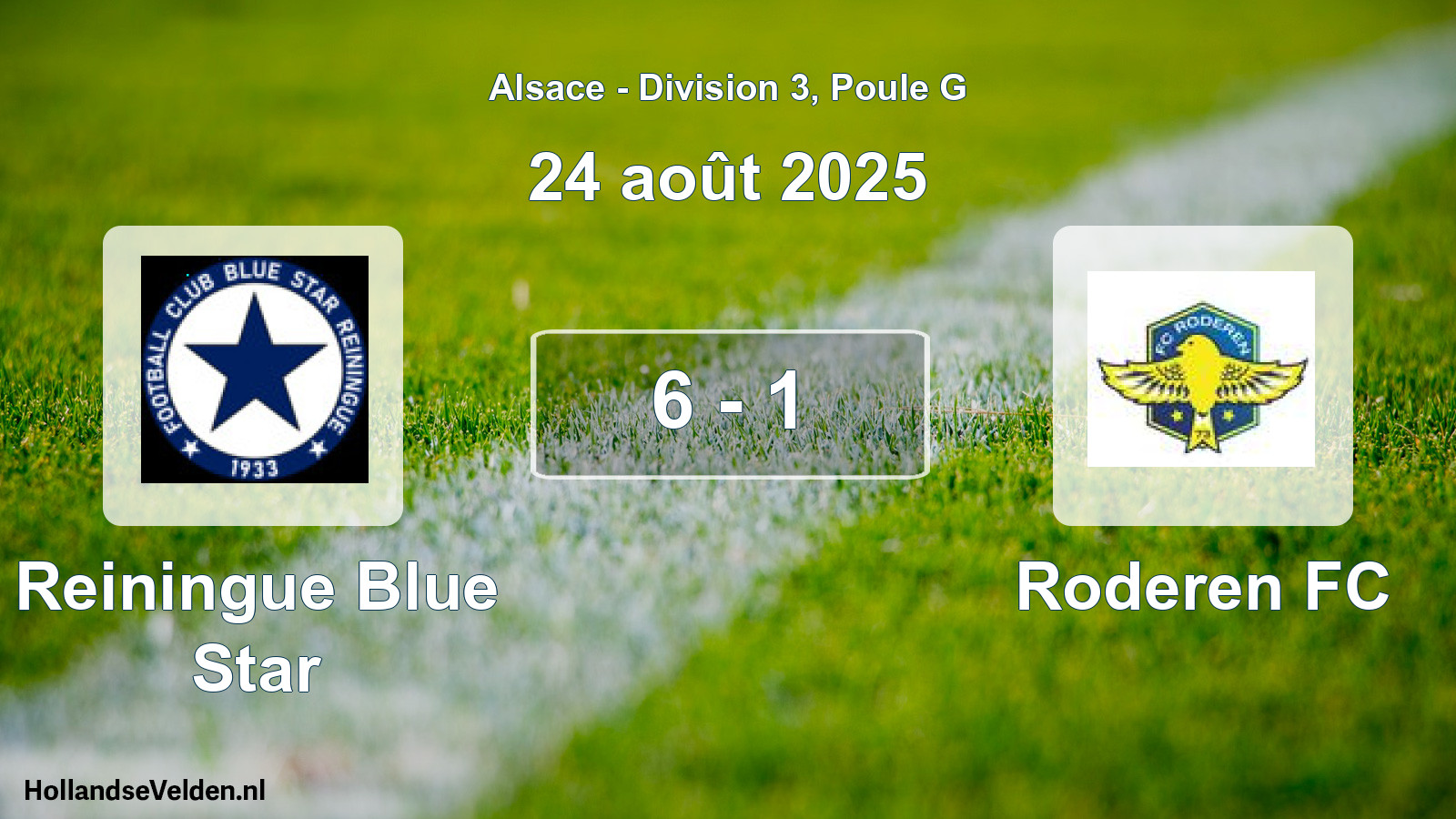 Gespeelde wedstrijd: Reiningue Blue Star - Roderen FC 6 - 1 (24 augustus 2025)