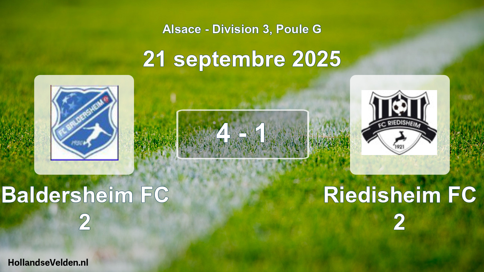Match joué: Baldersheim FC 2 - Riedisheim FC 2 4 - 1 (21 septembre 2025)