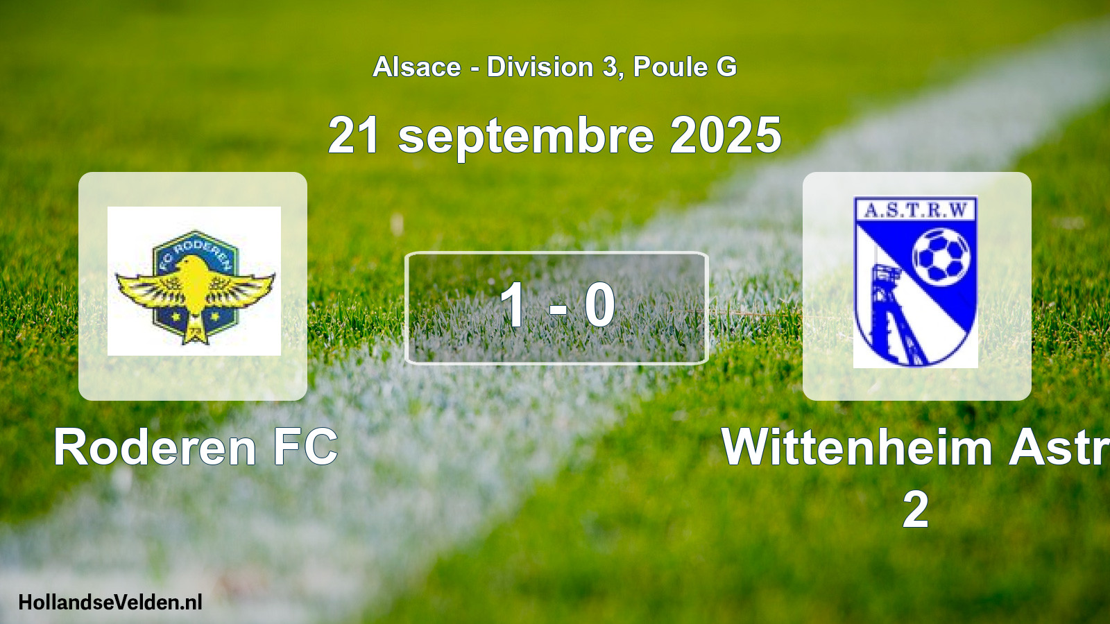Match joué: Roderen FC - Wittenheim Astr 2 1 - 0 (21 septembre 2025)