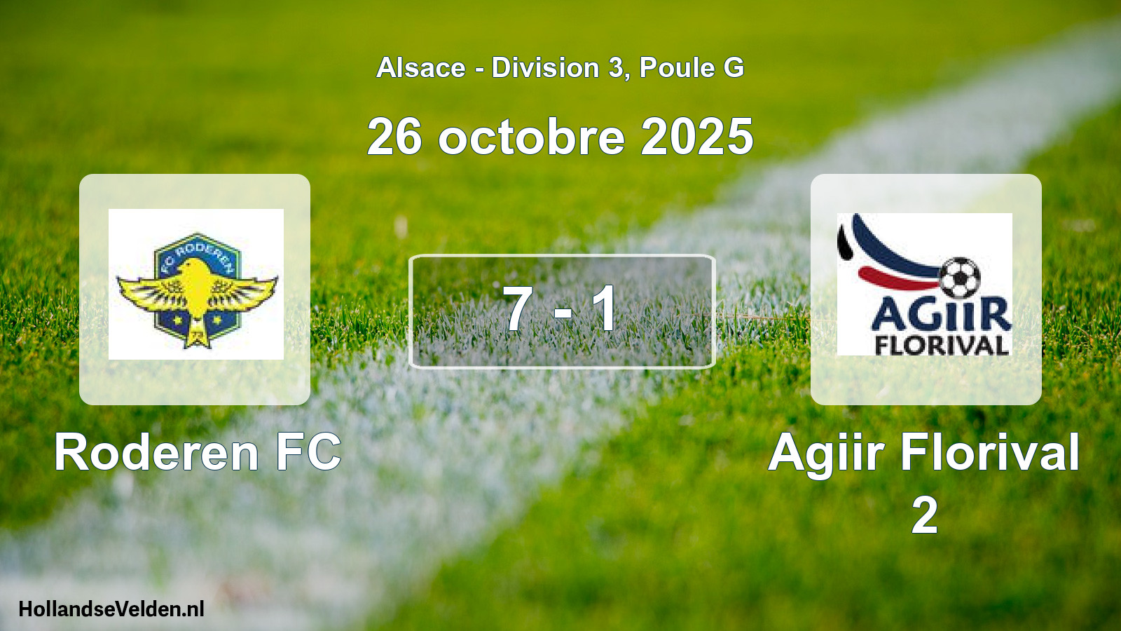 Match joué: Roderen FC - Agiir Florival 2 7 - 1 (26 octobre 2025)