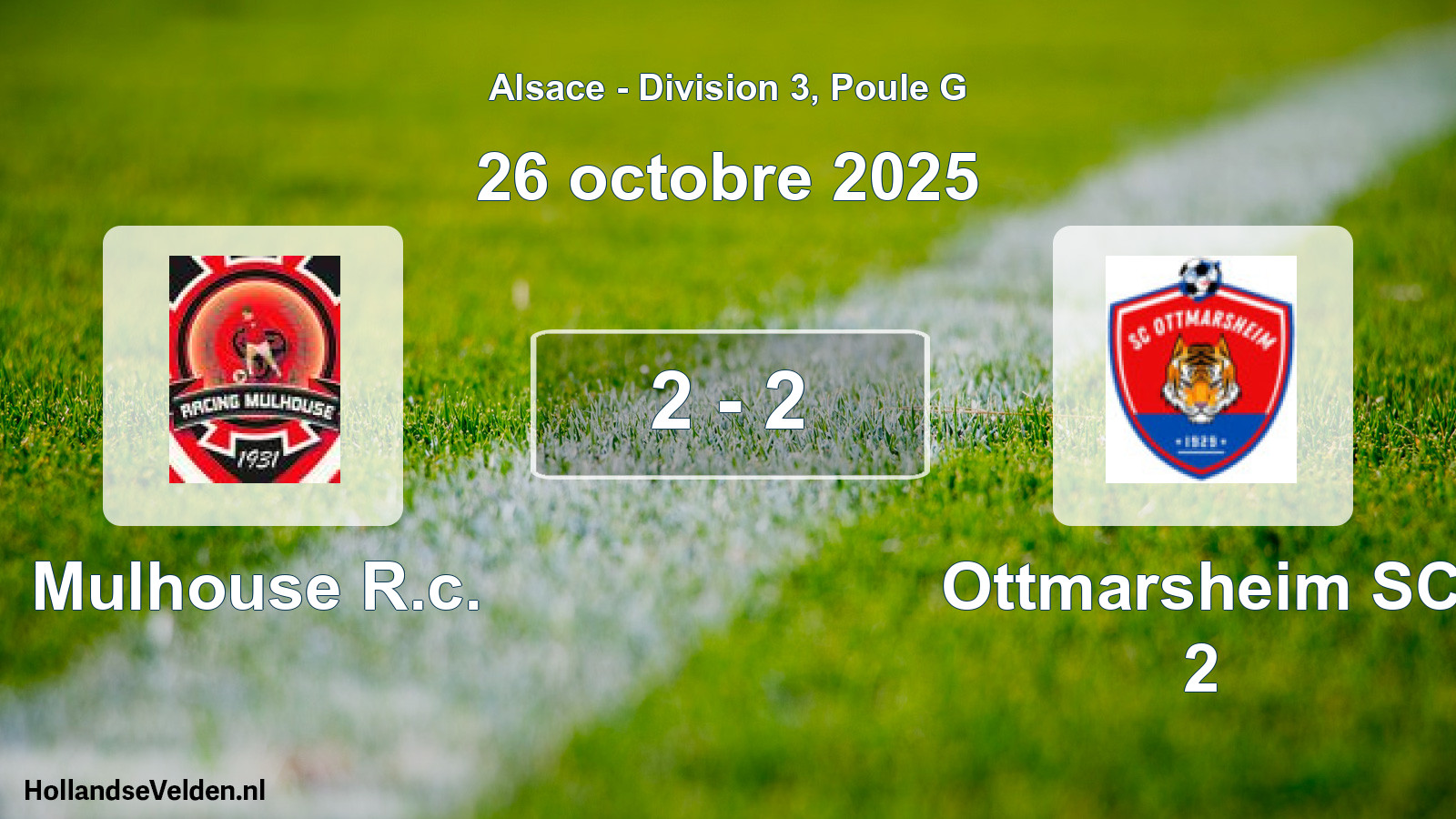 Match joué: Mulhouse R.c. - Ottmarsheim SC 2 2 - 2 (26 octobre 2025)