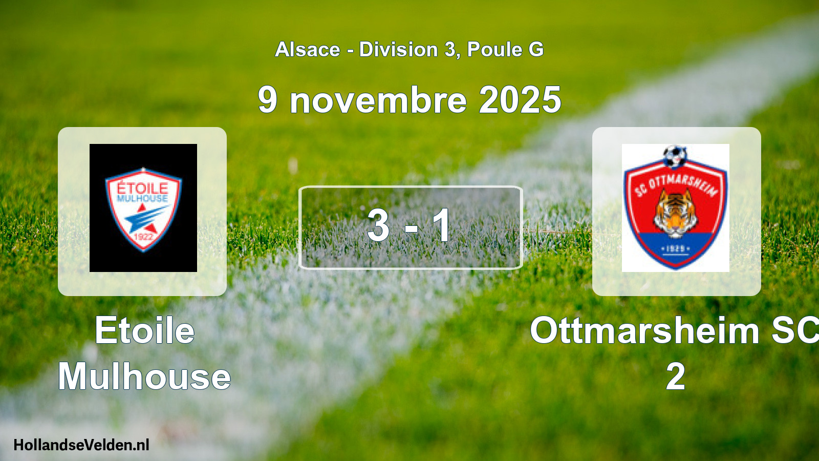 Match joué: Etoile Mulhouse - Ottmarsheim SC 2 3 - 1 (9 novembre 2025)