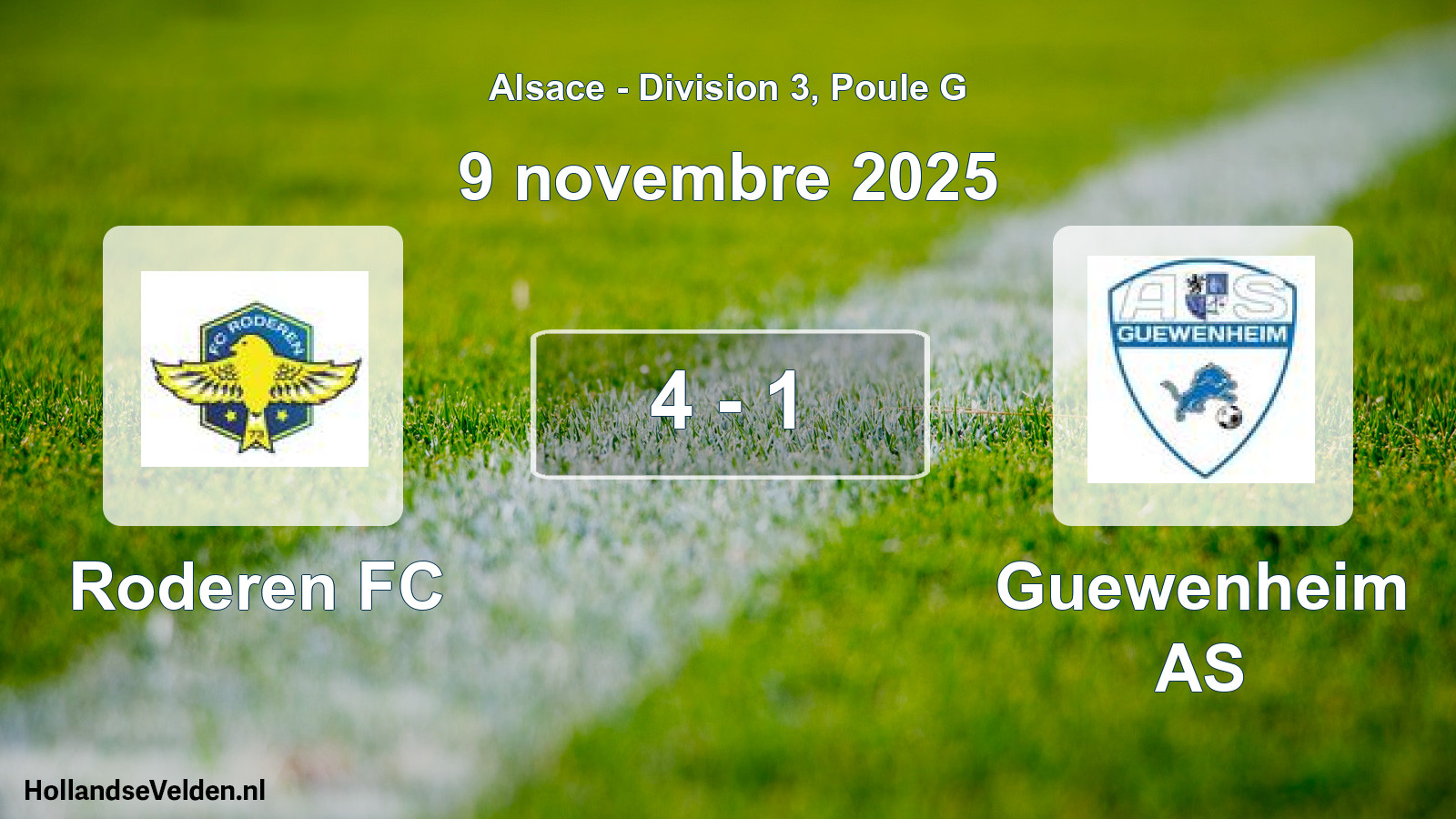 Match joué: Roderen FC - Guewenheim AS 4 - 1 (9 novembre 2025)