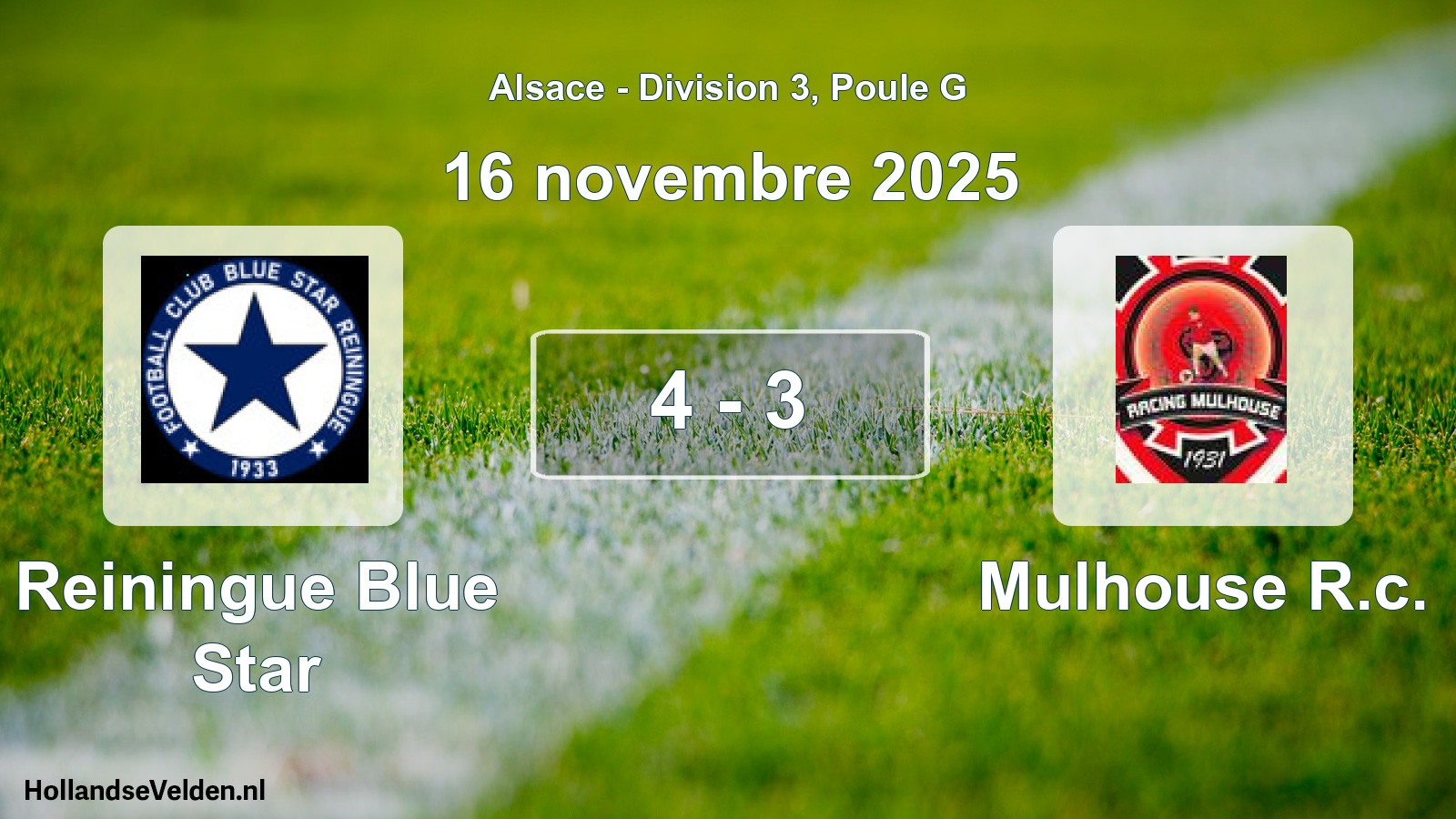Match joué: Reiningue Blue Star - Mulhouse R.c. 4 - 3 (16 novembre 2025)