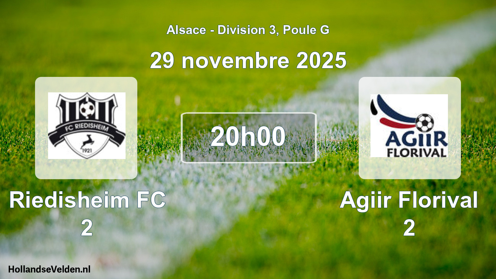 Match programmé: Riedisheim FC 2 - Agiir Florival 2 (29 novembre 2025)