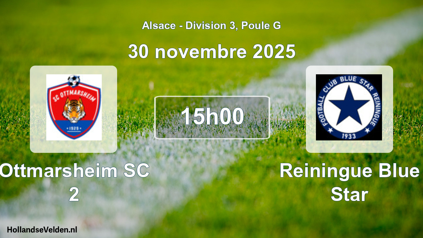 Match programmé: Ottmarsheim SC 2 - Reiningue Blue Star (30 novembre 2025)