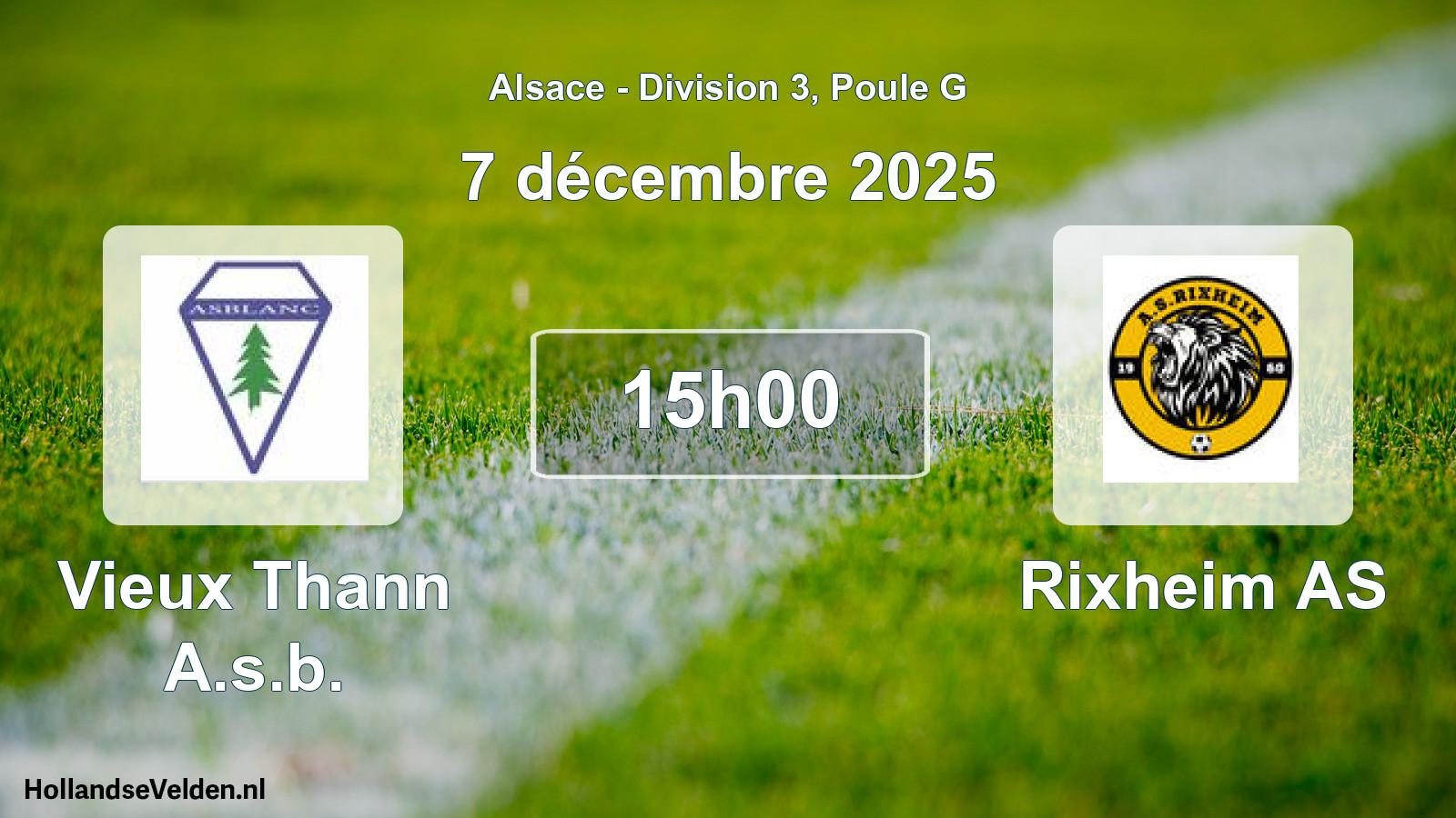 Match programmé: Vieux Thann A.s.b. - Rixheim AS (7 décembre 2025)