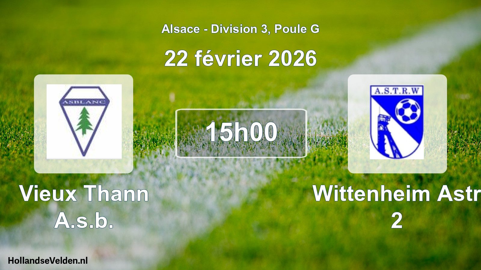 Match programmé: Vieux Thann A.s.b. - Wittenheim Astr 2 (22 février 2026)