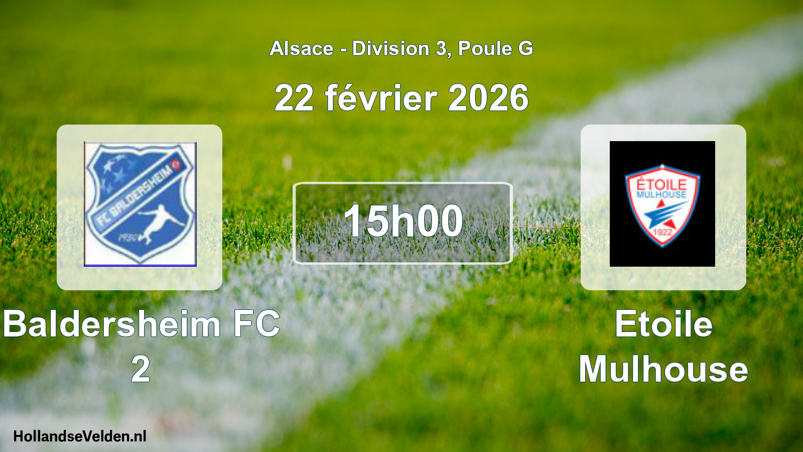 Match programmé: Baldersheim FC 2 - Etoile Mulhouse (22 février 2026)