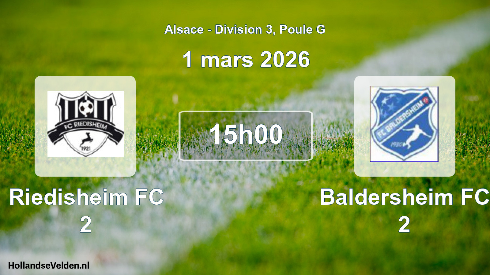 Match programmé: Riedisheim FC 2 - Baldersheim FC 2 (1 mars 2026)