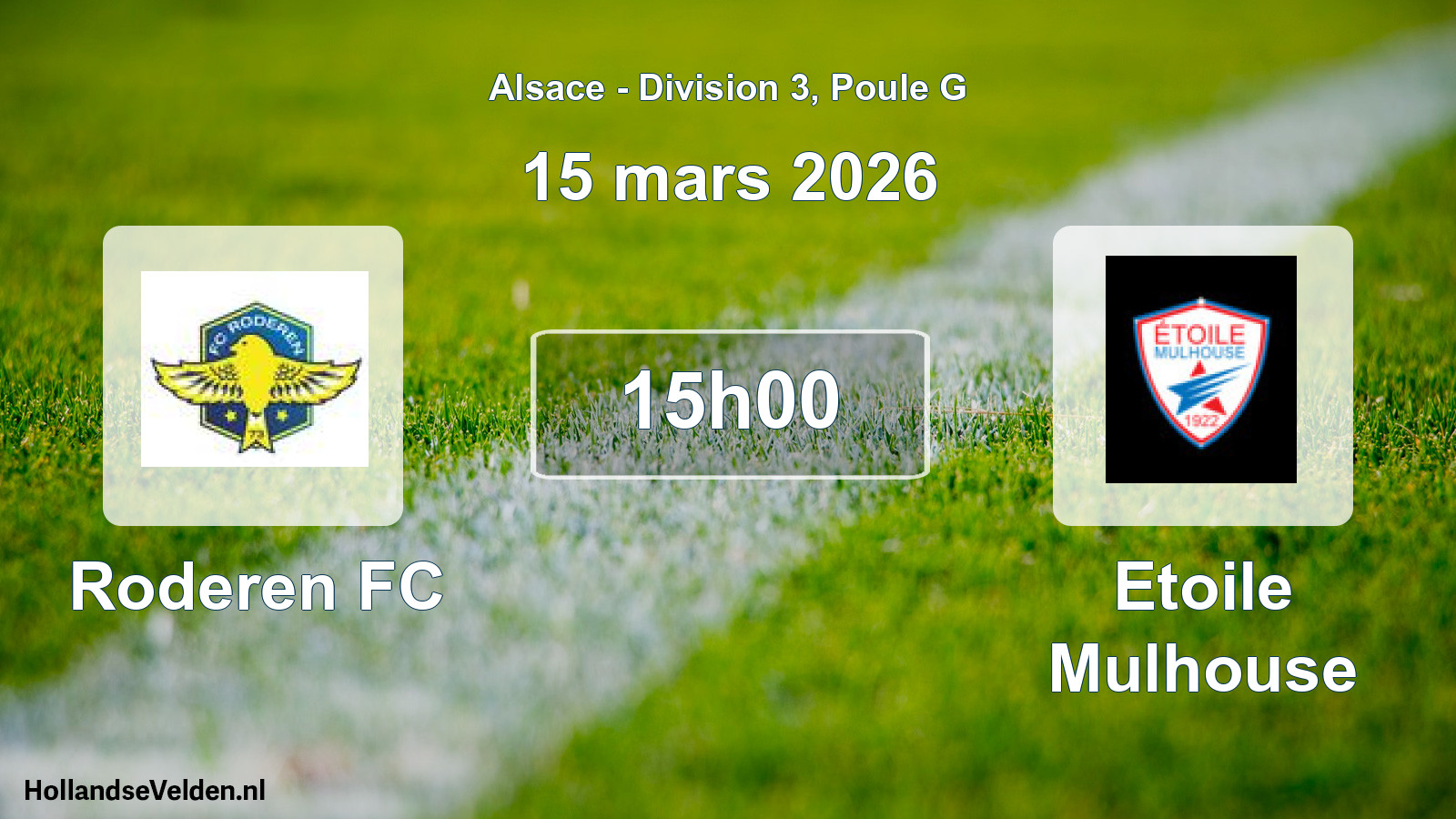 Match programmé: Roderen FC - Etoile Mulhouse (15 mars 2026)