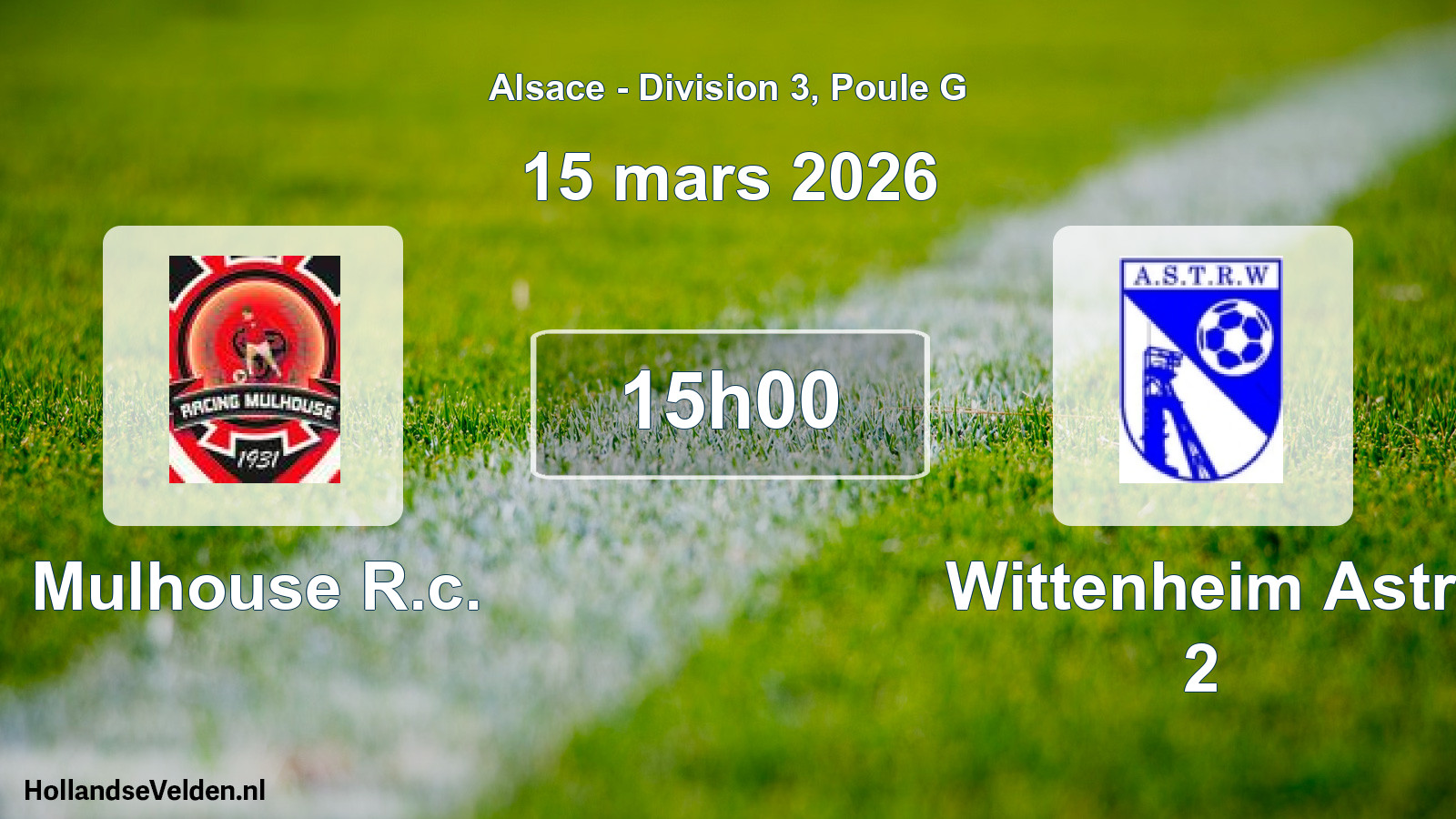 Match programmé: Mulhouse R.c. - Wittenheim Astr 2 (15 mars 2026)