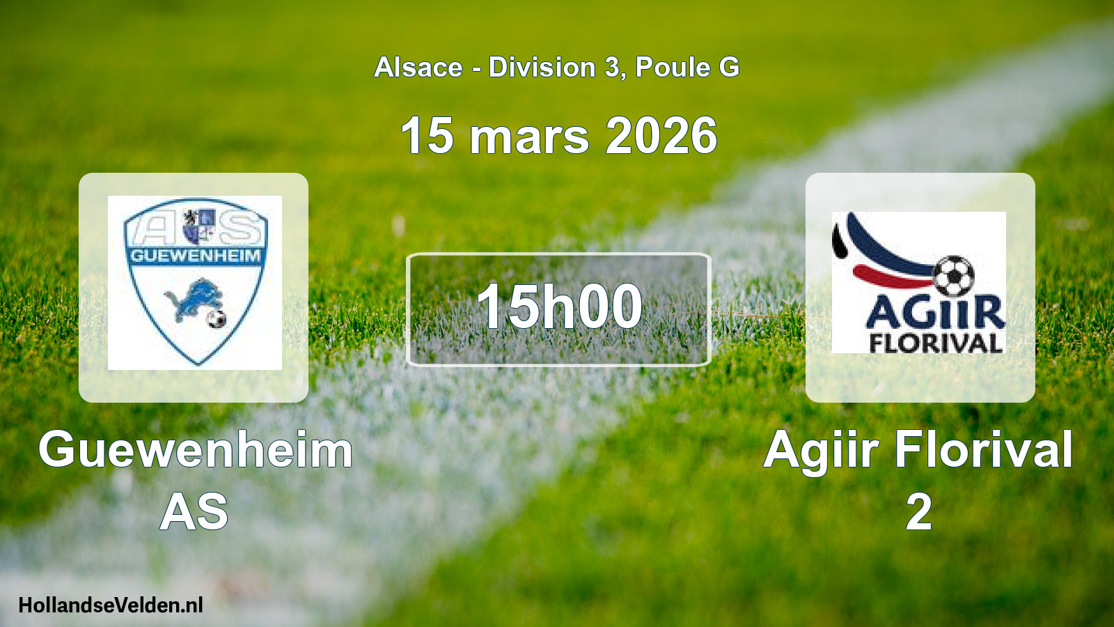 Match programmé: Guewenheim AS - Agiir Florival 2 (15 mars 2026)