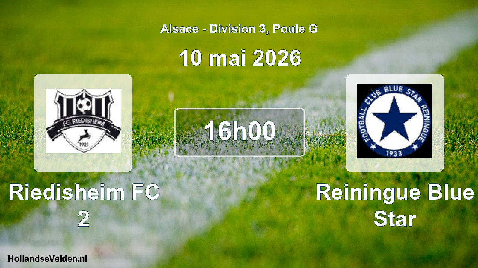 Match programmé: Riedisheim FC 2 - Reiningue Blue Star (10 mai 2026)