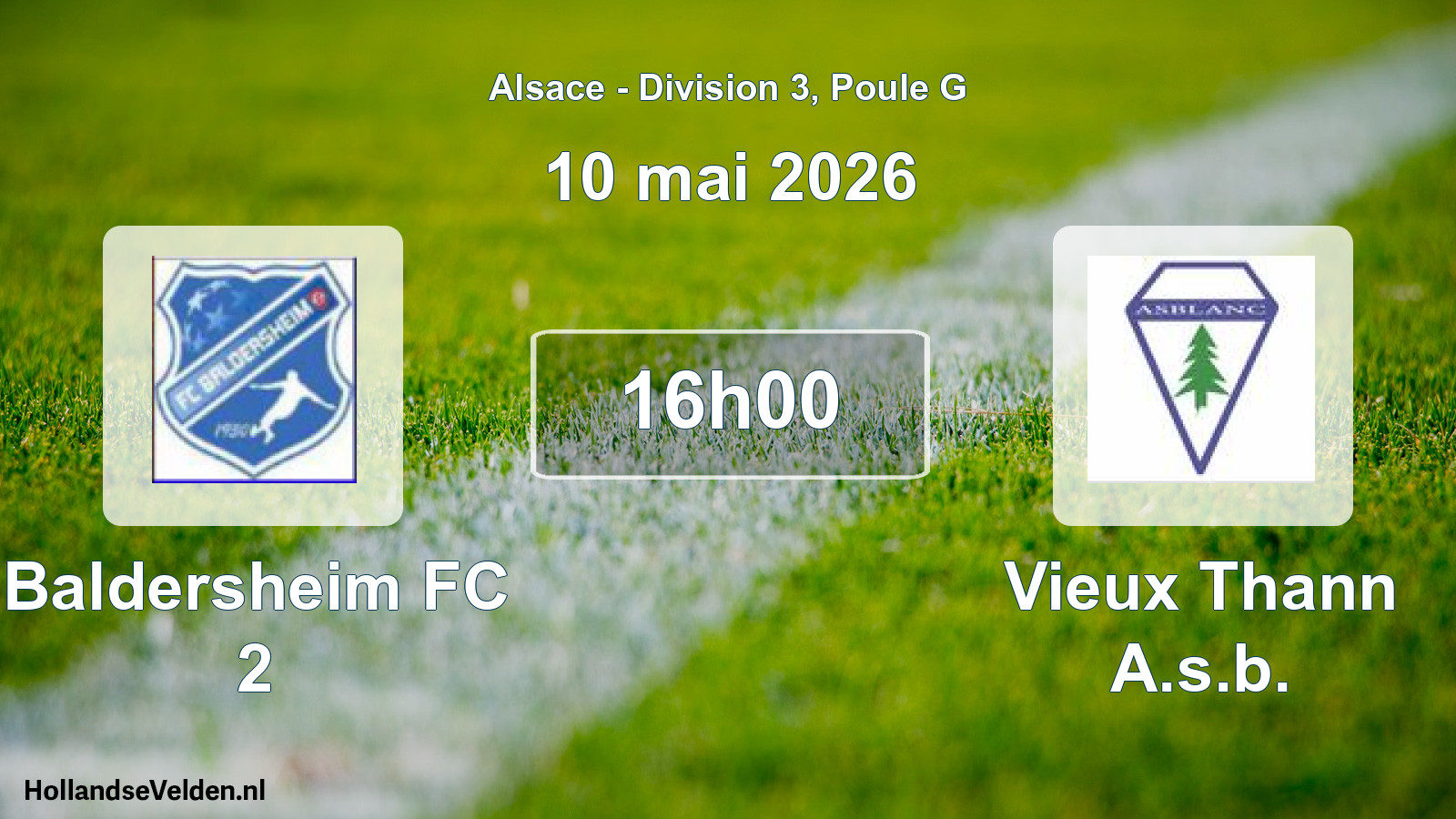 Match programmé: Baldersheim FC 2 - Vieux Thann A.s.b. (10 mai 2026)
