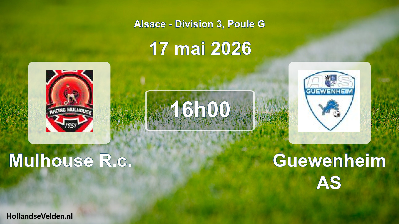 Match programmé: Mulhouse R.c. - Guewenheim AS (17 mai 2026)