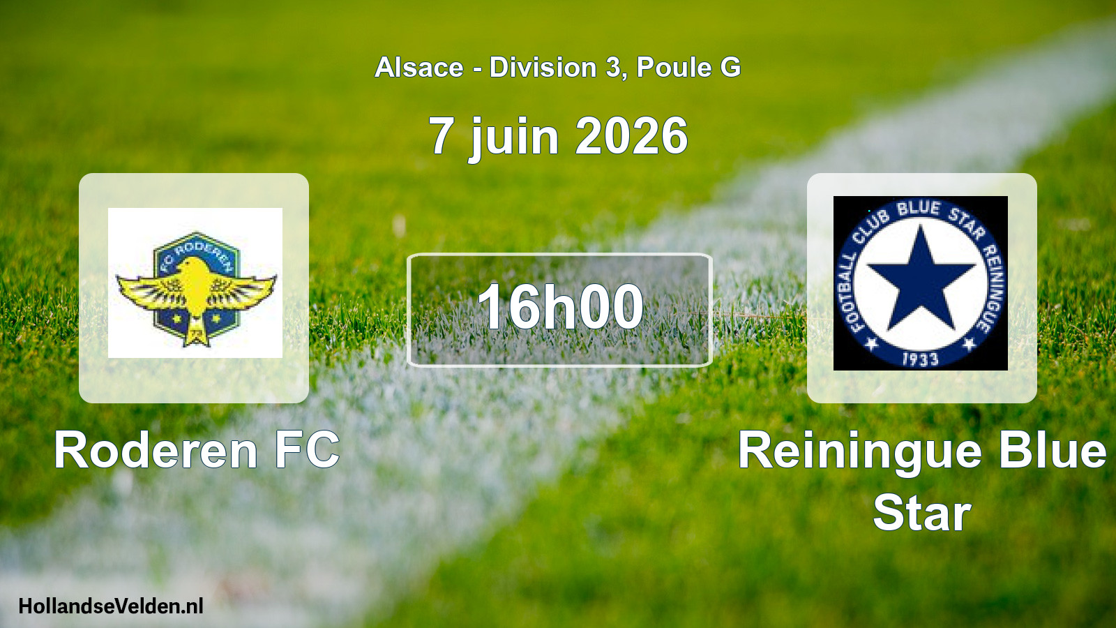 Geplande wedstrijd: Roderen FC - Reiningue Blue Star (7 juni 2026)