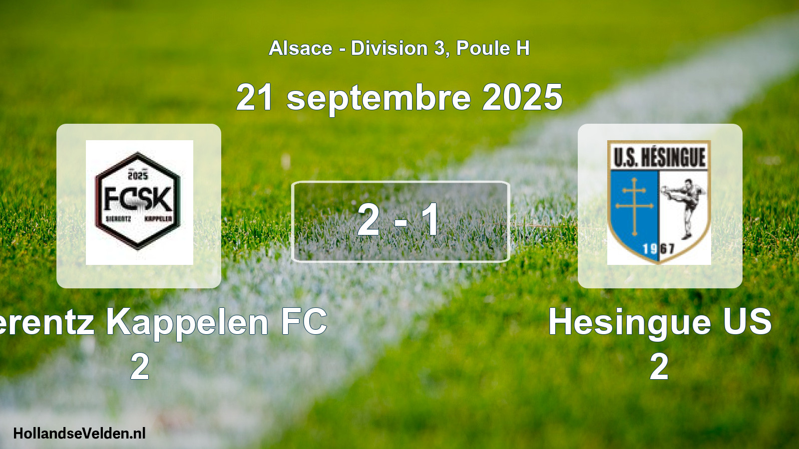 Total number of matches played: Sierentz Kappelen FC 2 - Hesingue US 2 2 - 1 (21 September 2025)