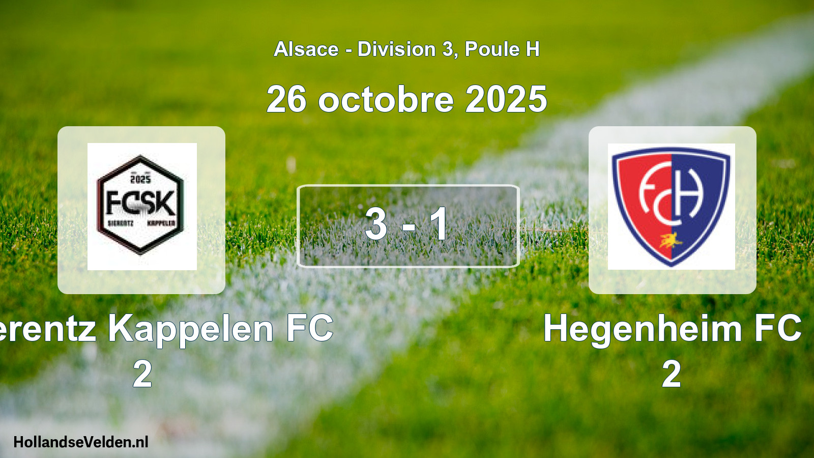 Match joué: Sierentz Kappelen FC 2 - Hegenheim FC 2 3 - 1 (26 octobre 2025)
