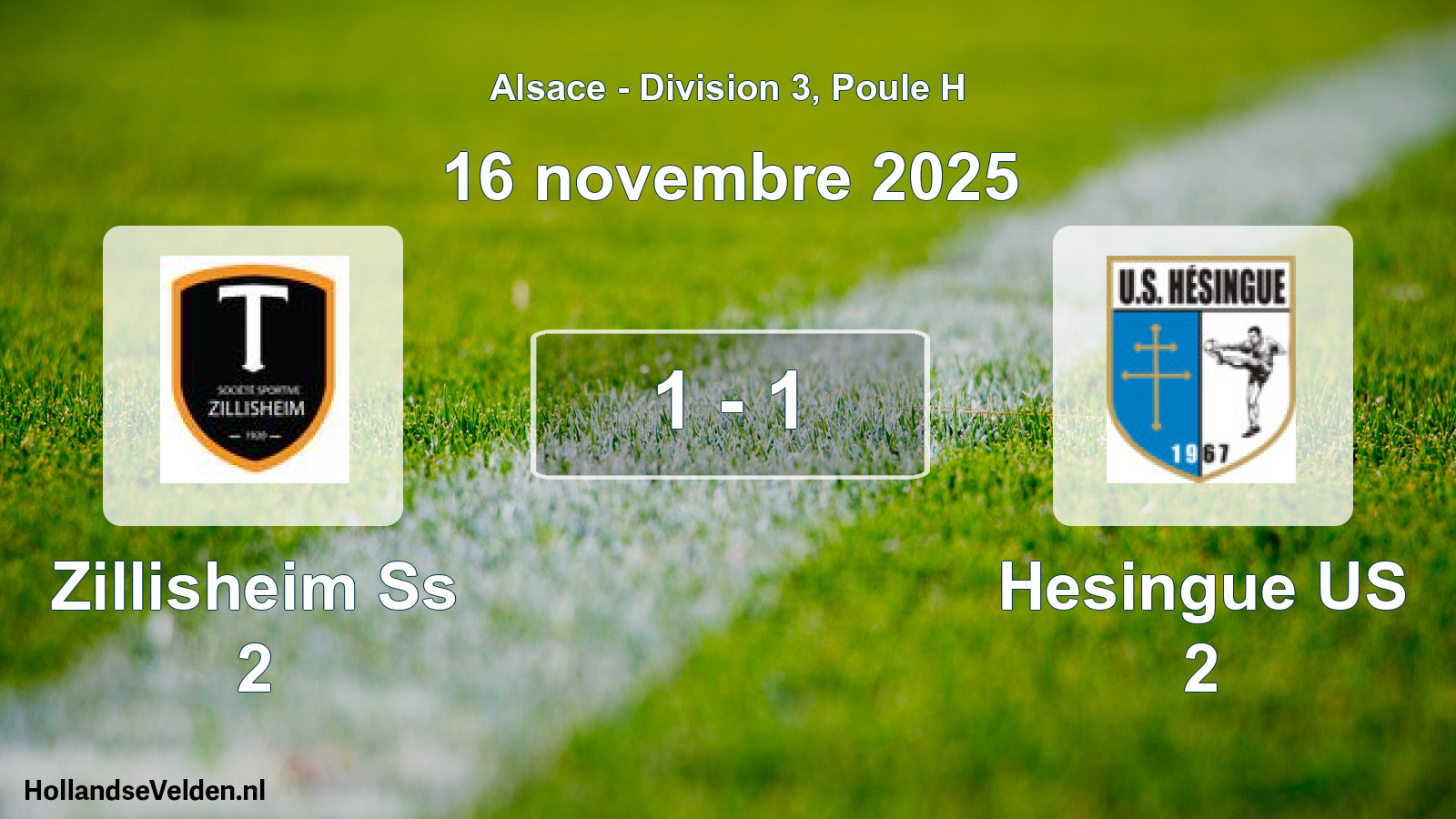 Match joué: Zillisheim Ss 2 - Hesingue US 2 1 - 1 (16 novembre 2025)