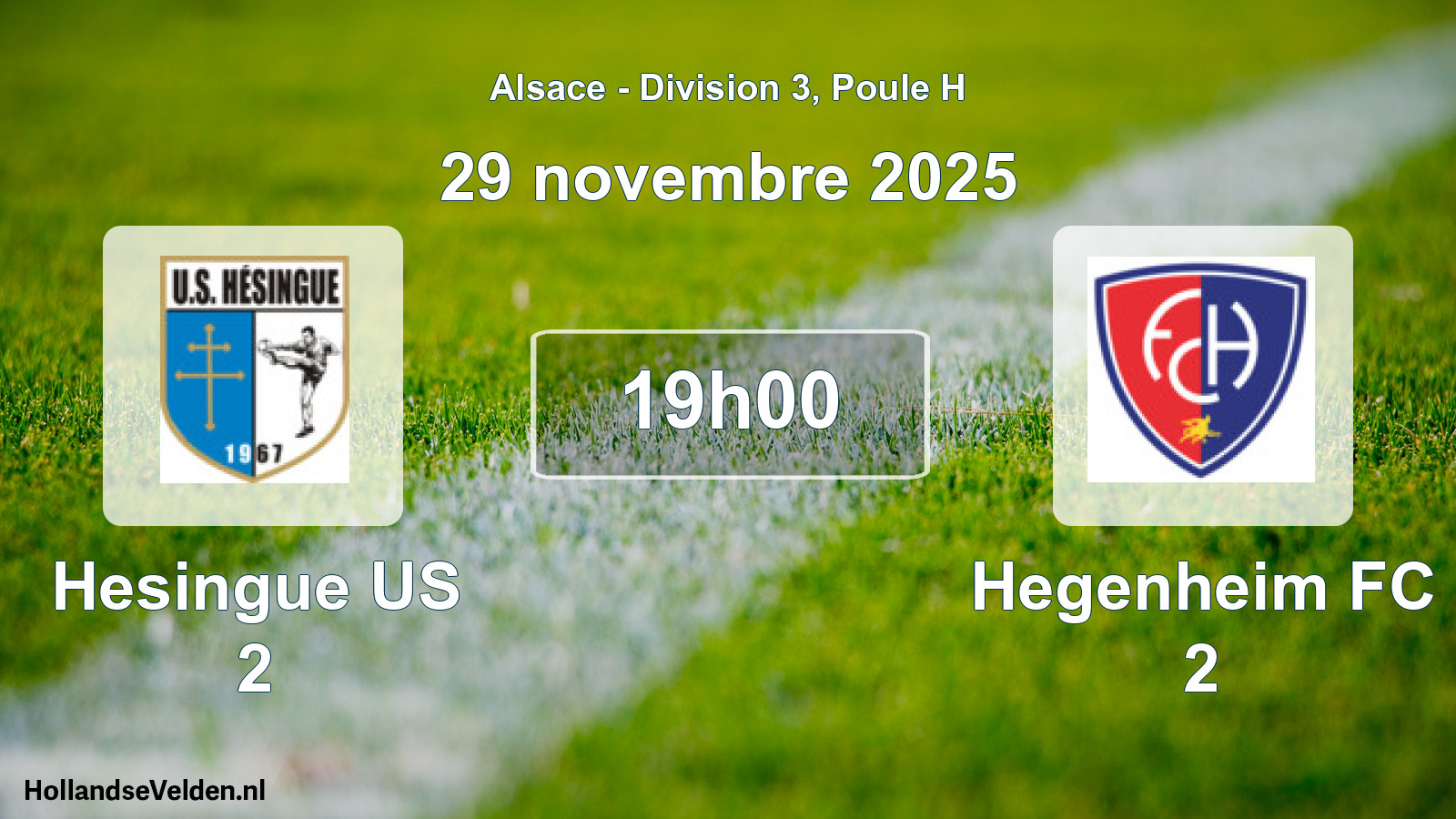 Match programmé: Hesingue US 2 - Hegenheim FC 2 (29 novembre 2025)