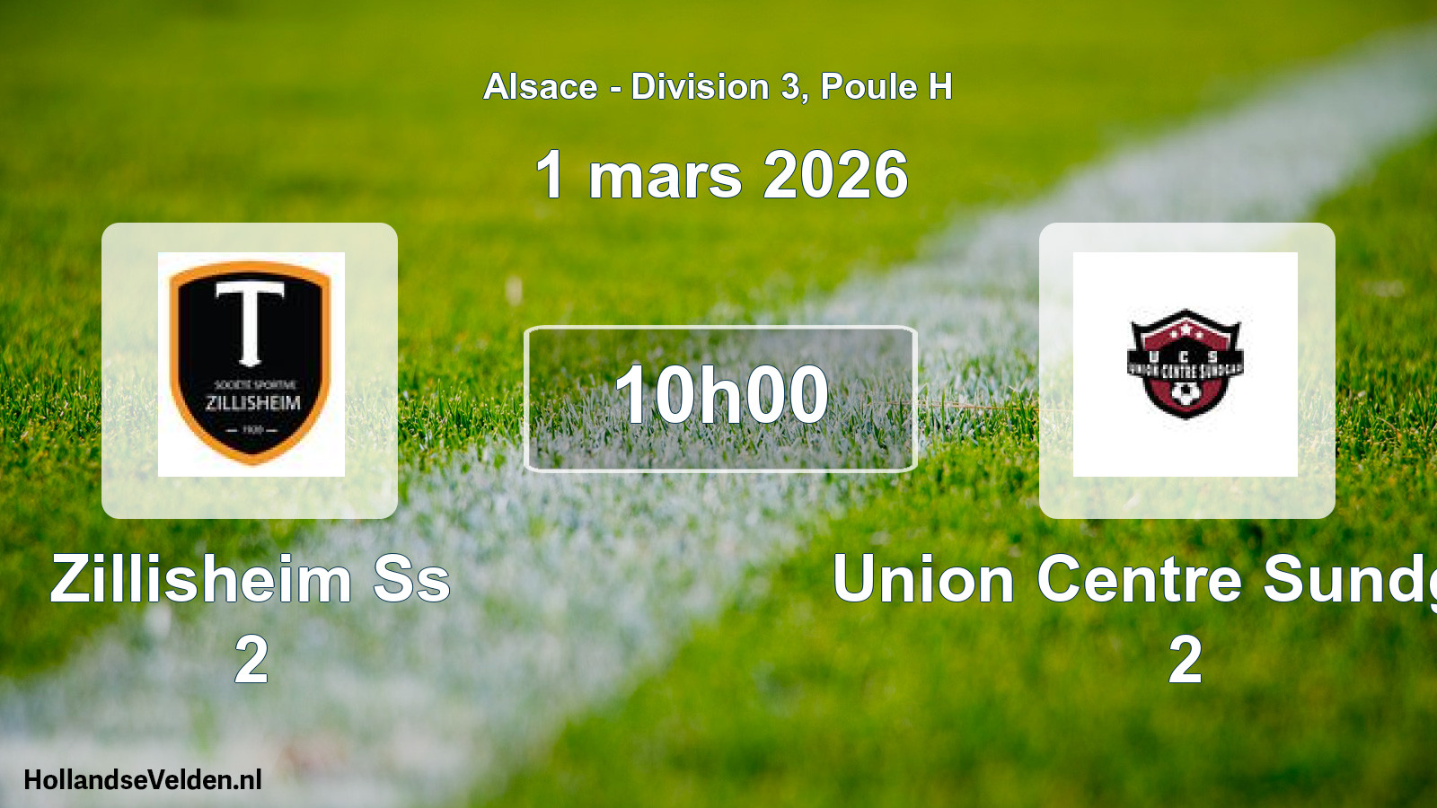 Match programmé: Zillisheim Ss 2 - Union Centre Sundgau 2 (1 mars 2026)
