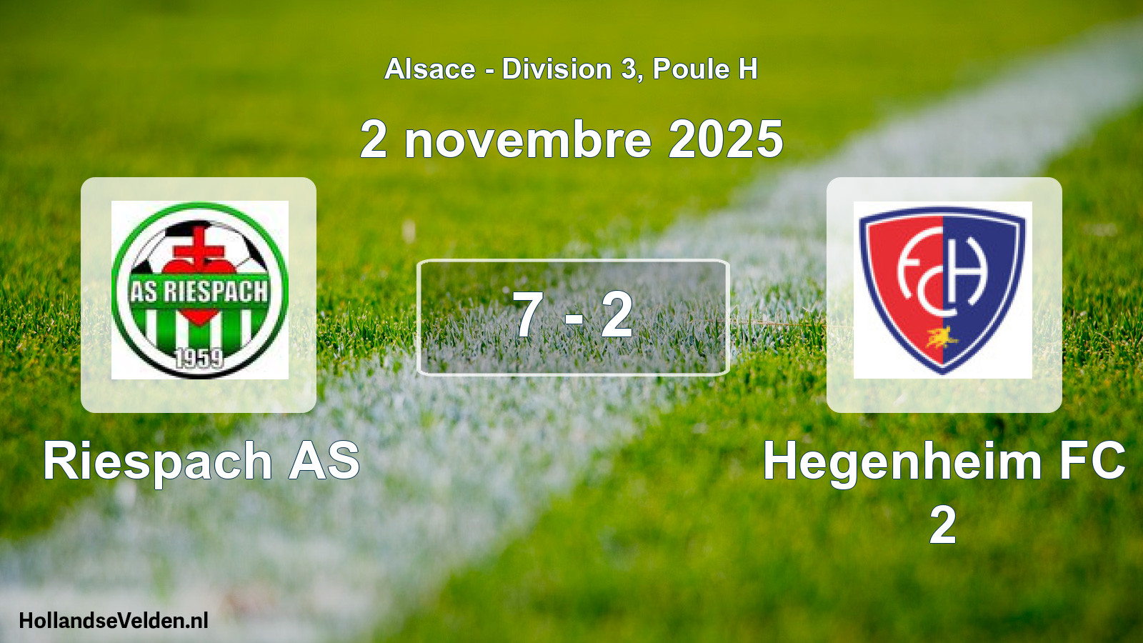 Match joué: Riespach AS - Hegenheim FC 2 7 - 2 (2 novembre 2025)